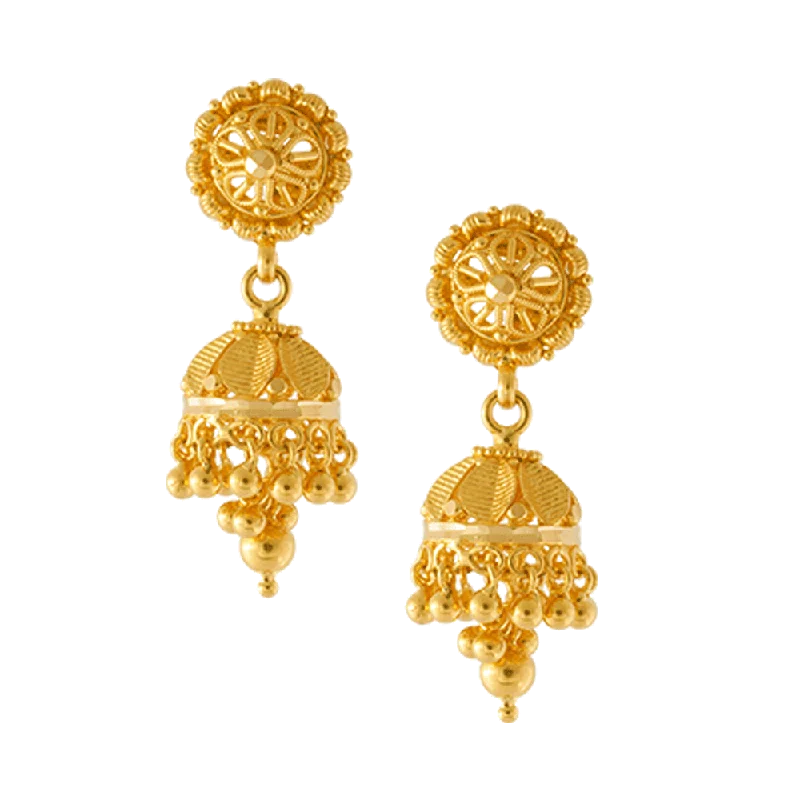 Simple Stud Earrings for Daily Wear-22KT Yellow Gold Jhumki Earrings For Women