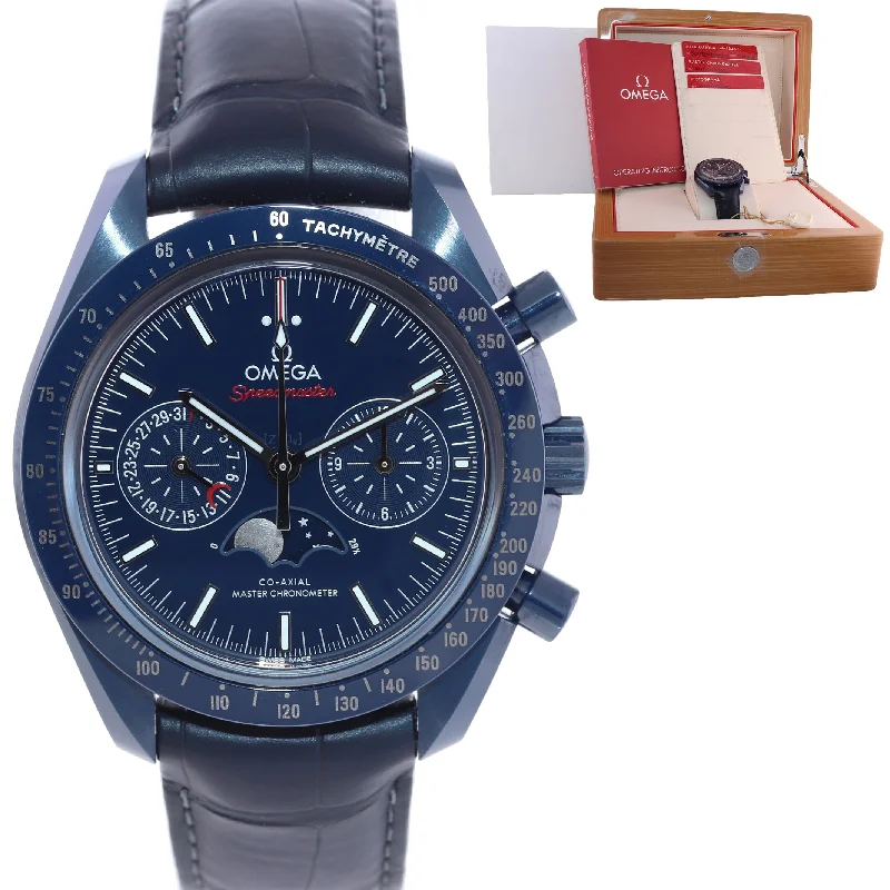 Digital Watches with Touchscreen-PAPERS NEW Omega Speedmaster Moonphase 304.93.44.52.03.001 Blue Moon Watch