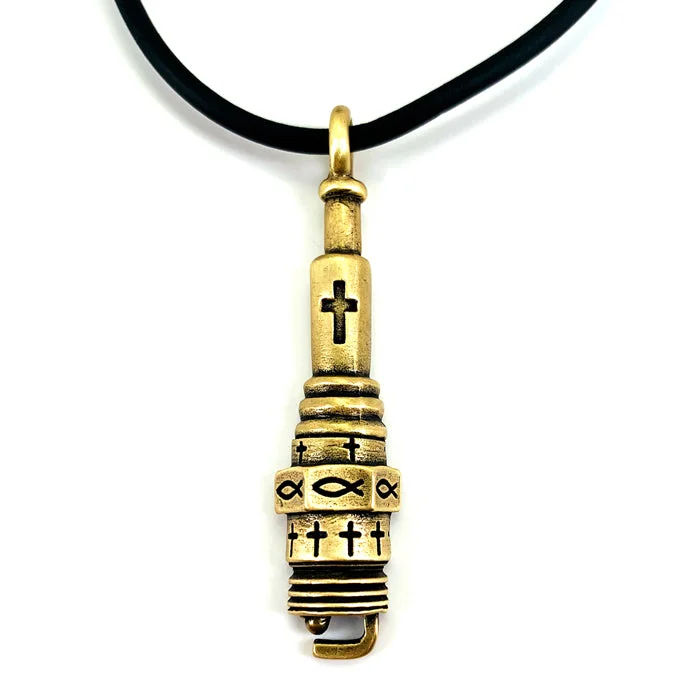 Personalized Couple Necklaces-Spark Plug Brass Necklace