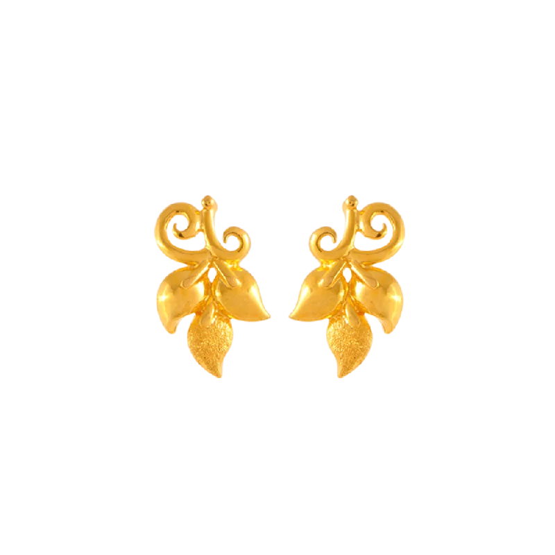 Golden Crystal Earrings-22KT Yellow Gold Jhumki Earrings For Women