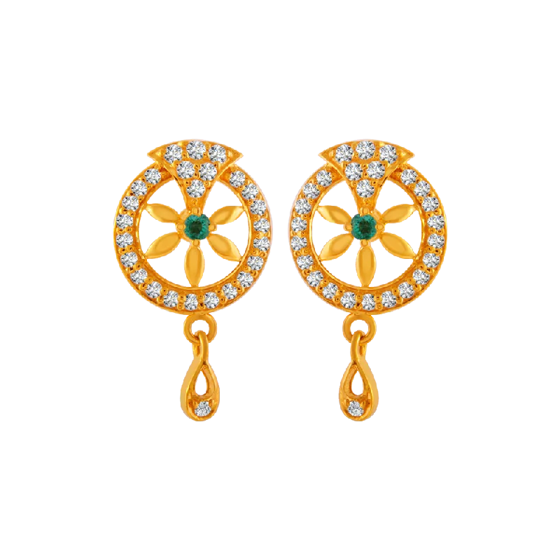 Silver Earring Cuffs-22KT Yellow Gold And American Diamond Stud Earrings For Women