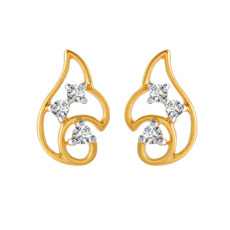 Classy Diamond Earrings-18KT (750) Yellow Gold And Diamond Clip-on Earrings For Women