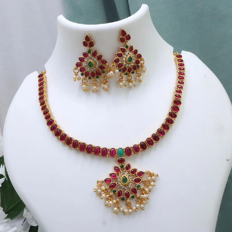 Stylish Chain Necklaces-Diksha Collection Gold Plated Necklace Set