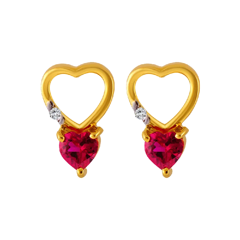 Colorful Resin Earrings-14KT (585) Yellow Gold Stud Earrings For Women