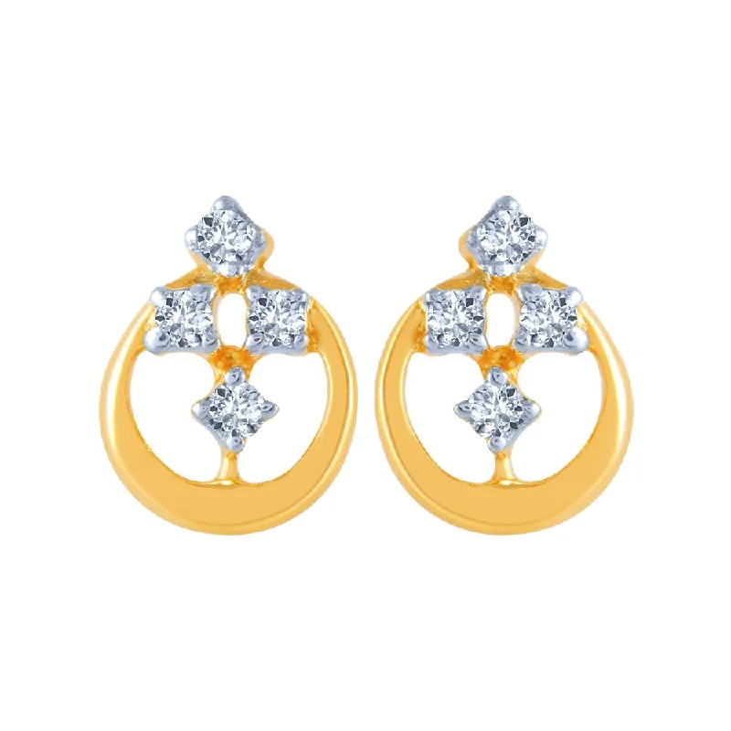 Fashionable Gold Earrings-18k (750) Yellow Gold And Diamond Stud Earrings For Women