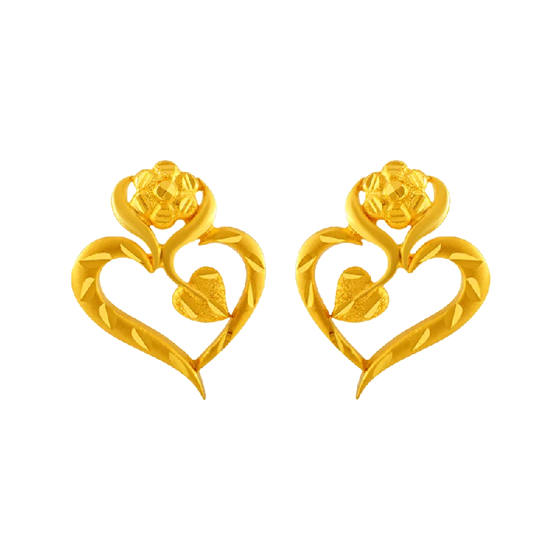 Unique Stud Earrings-22KT Yellow Gold Stud Earrings For Women