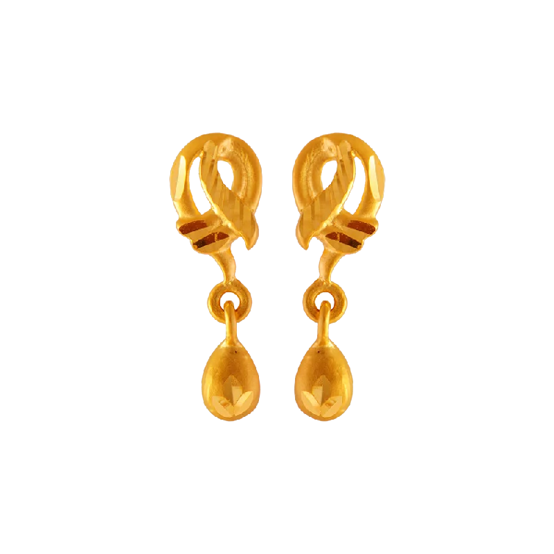 Antique Gold Earrings-22KT Yellow Gold Clip-on Earrings For Women