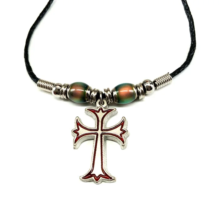 Beautiful Gemstone Necklaces-Cross Flare Mood Bead Necklace