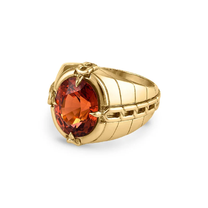 Birthstone Rings for Men-OATH GYPSY LINK RING WITH SPESSARTITE GARNET