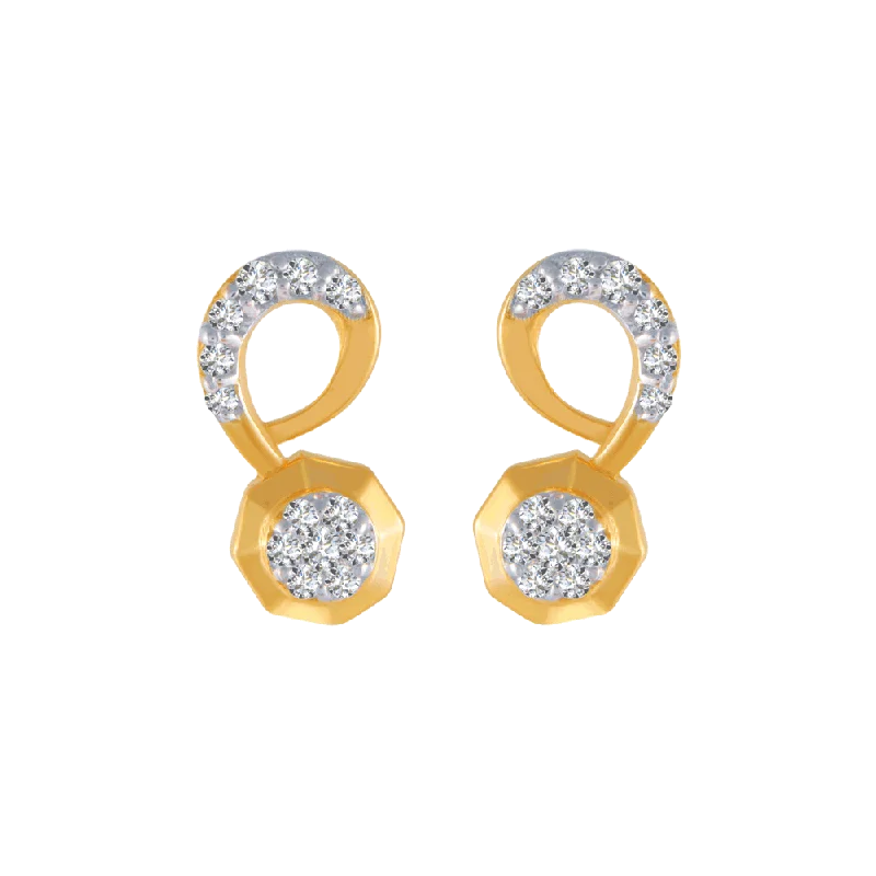 Light Crystal Earrings-18KT (750) Yellow Gold And Diamond Stud Earrings For Women