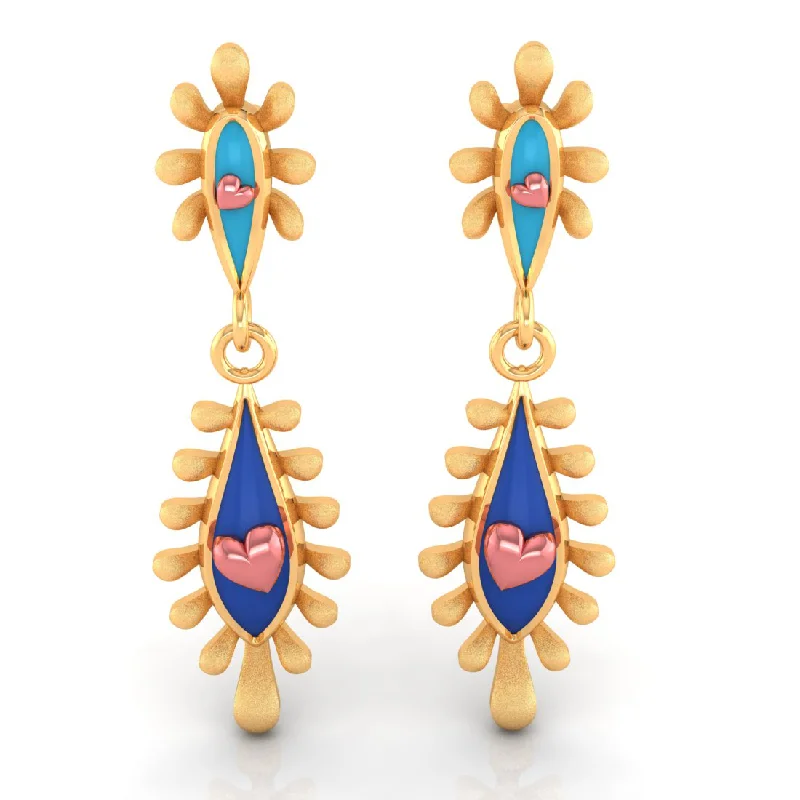 Fine Jewelry Earrings-14k Gold Earrings With Connected Water Droplet Design And  Beautiful Detailing