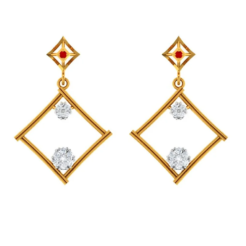 Cute Flower Earrings-Dazzling Diamond Embedded Triangle 18k Women's Gold Earrings