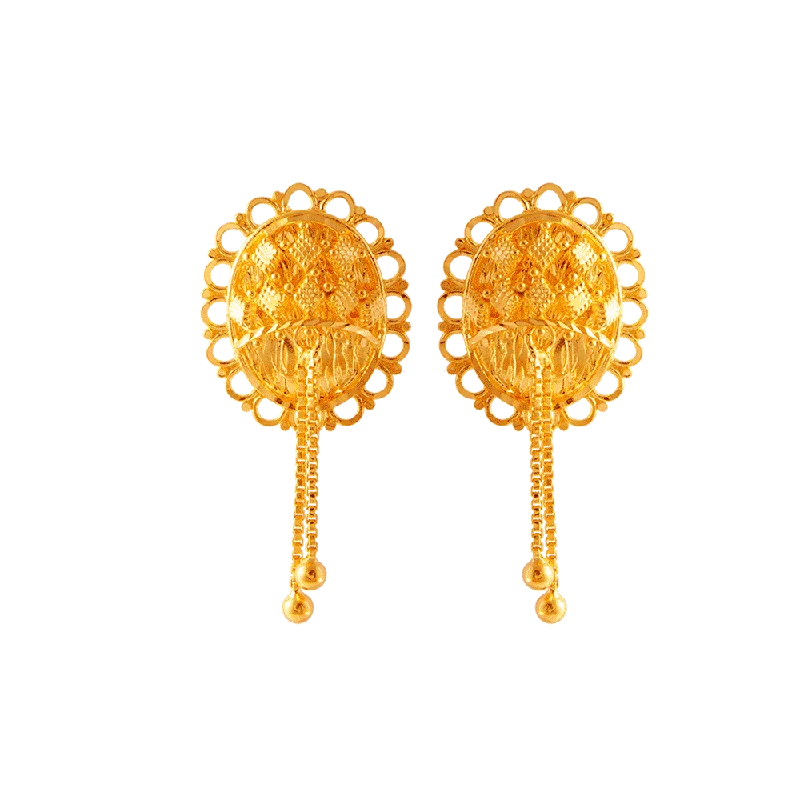 Diamond Stud Earrings-22KT (916) Yellow Gold Stud Earrings For Women