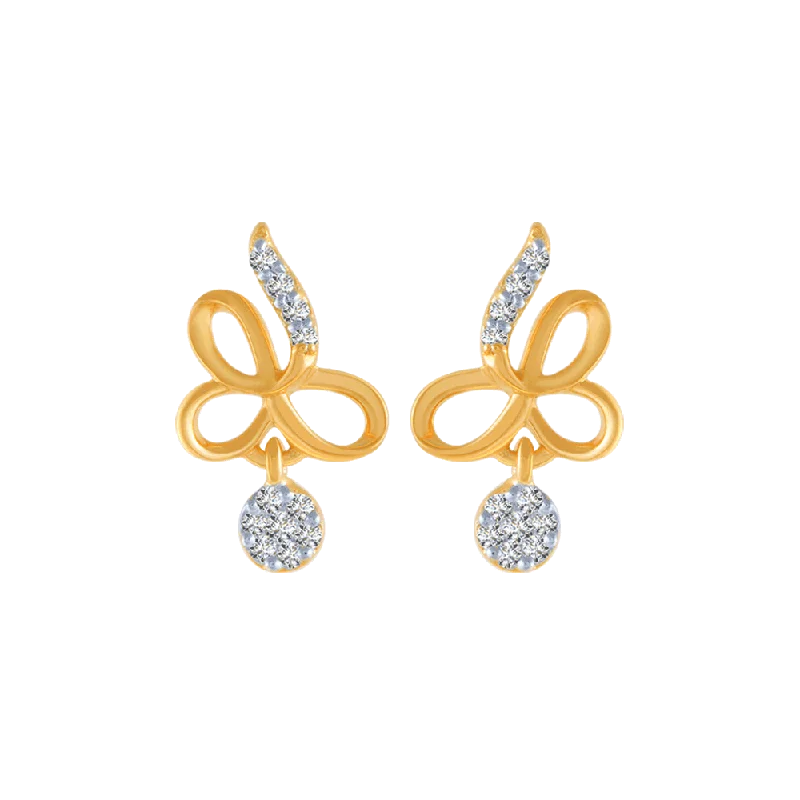 Light Crystal Earrings-18KT (750) Yellow Gold And Diamond Stud Earrings For Women