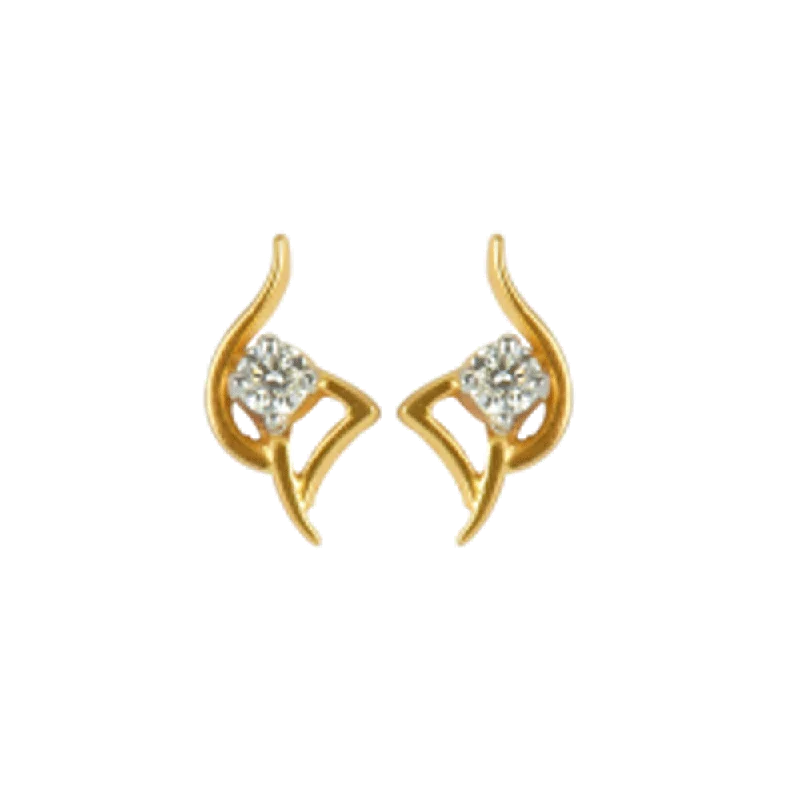 Cute Heart Earrings-18KT (750) Yellow Gold And Diamond Stud Earrings For Women