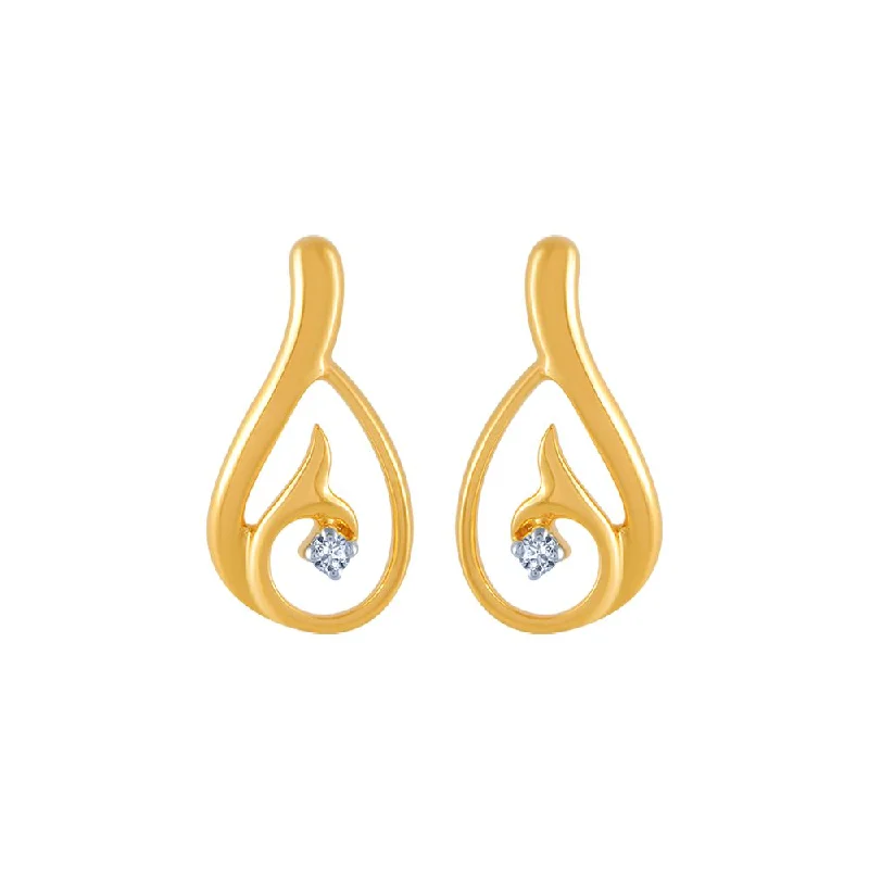 Elegant Stud Earrings-18k (750) Yellow Gold And Diamond Stud Earrings For Women