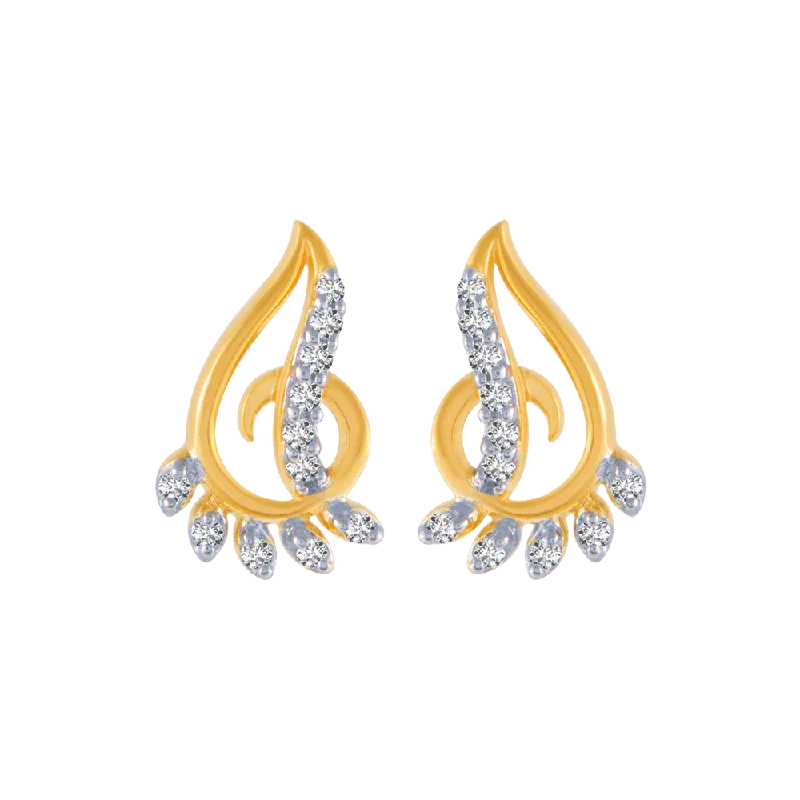 Beautiful Dangle Earrings-18KT (750) Yellow Gold And Diamond Stud Earrings For Women