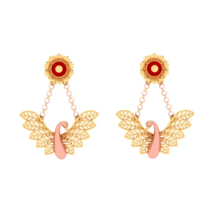 Floral Earrings for Women-14k Cute Bird Shaped Gold Earrings Design