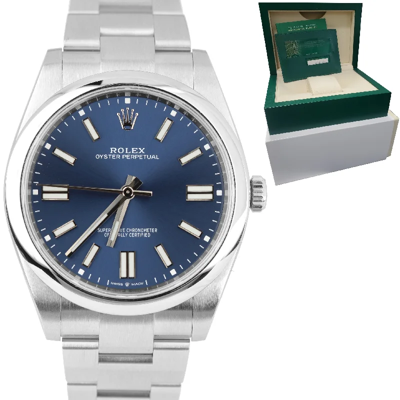 Stylish Mesh Strap Watches for Women-November 2020 Rolex Oyster Perpetual 41mm BLUE Stainless Oyster Watch 124300 B&P