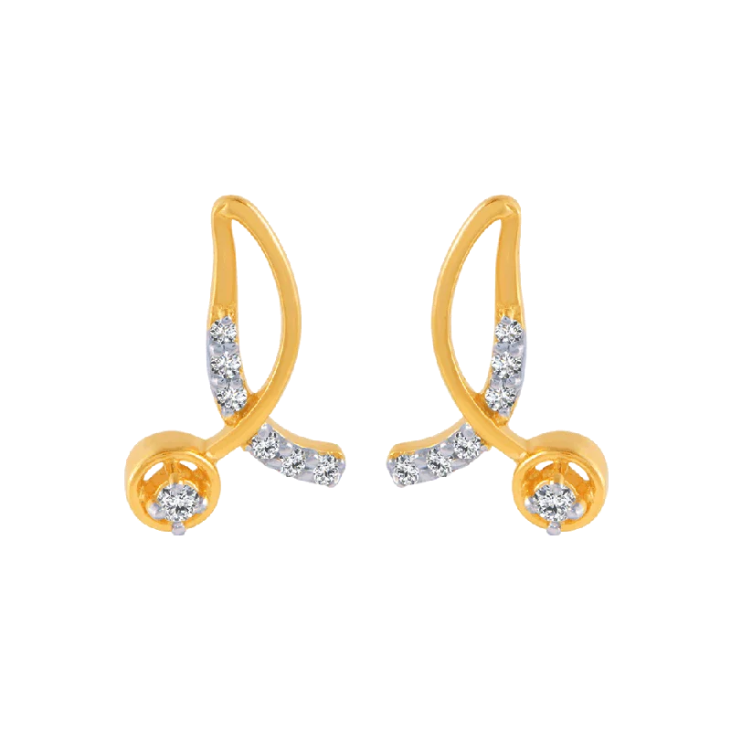 Gold Hoop Earrings for Brides-18KT (750) Yellow Gold And Diamond Stud Earrings For Women