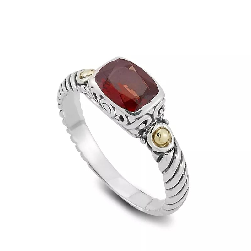 Vintage Gemstone Rings-Gede Ring- Garnet