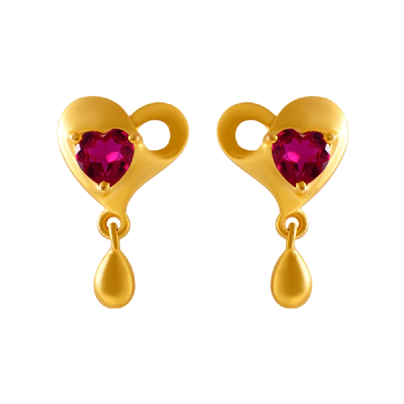 Customized Initial Earrings-14KT (585) Yellow Gold And American Diamond Stud Earrings For Women