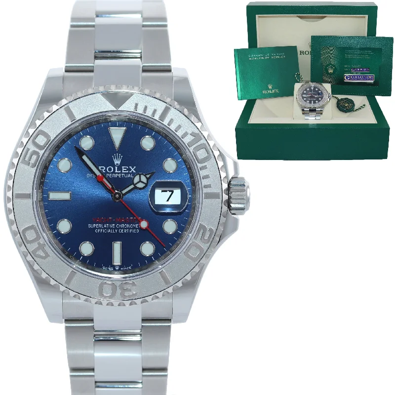 Luxury Smart Watches with Custom Features-2021 NEW PAPERS Rolex Yacht-Master 126622 Steel Platinum Blue Watch Box