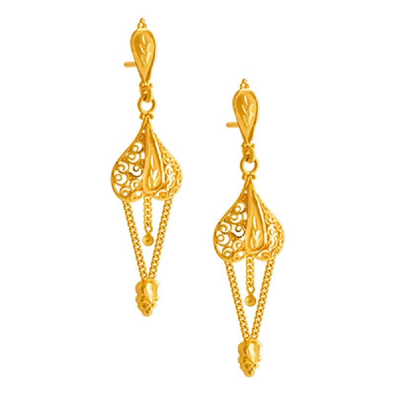 Silver Threader Earrings-22KT Yellow Gold Jhumki Earrings For Women