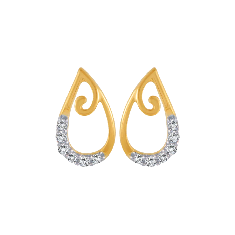 Ethnic Silver Earrings-18KT (750) Yellow Gold And Diamond Stud Earrings For Women