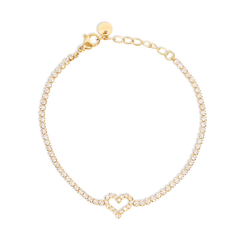 Minimalist Cuff Bracelets-THE OPEN HEART TENNIS BRACELET