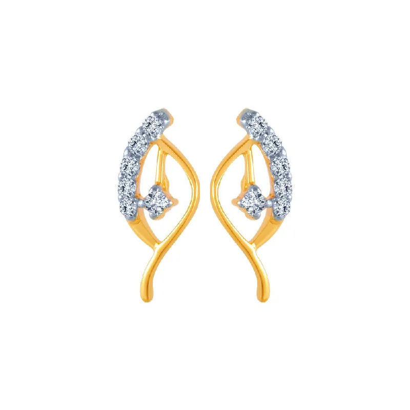 Long Dangle Earrings-18k (750) Yellow Gold And Diamond Stud Earrings For Women