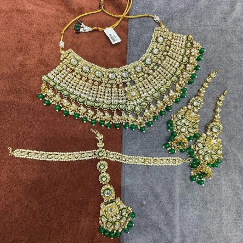 Gold Diamond Necklaces-Neetu Art Gold Plated Kundan Necklace Set