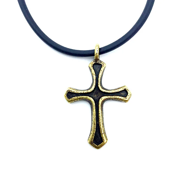 Gold and Diamond Necklaces-Cross Channel Necklace Brass