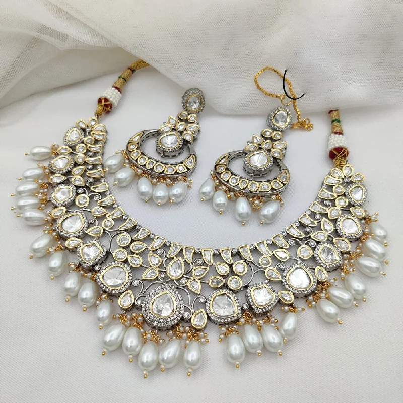 Bright Colored Necklaces-Jewel Addiction  2Tone  Plated Kundan Necklace Set