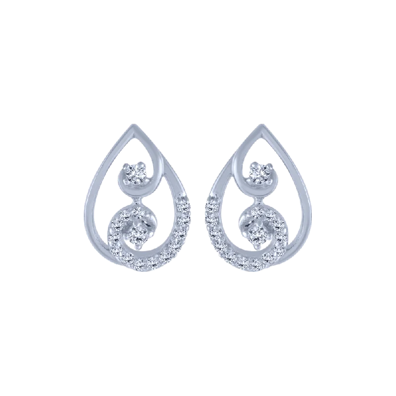 Eco-Friendly Earrings-18KT (750) White Gold And Diamond Stud Earrings For Women