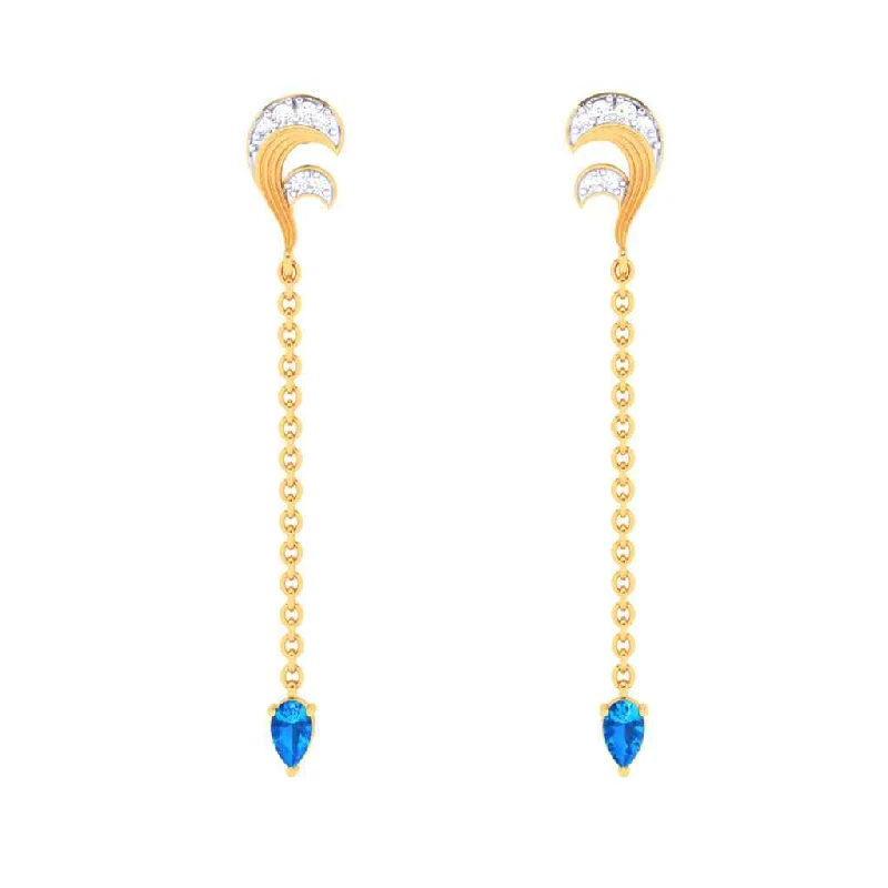 Gold Hoop Earrings for Brides-Gold Stud Earrings With Yellow & Blue Gems From Goldlites Collection