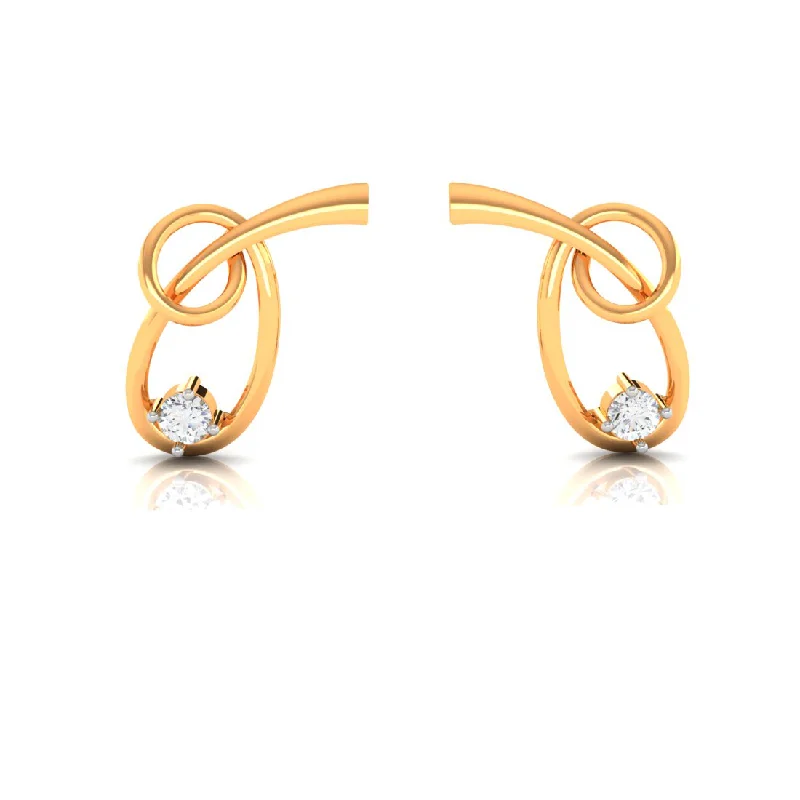 Heart Shaped Earrings-14k Knot Style American Diamond & Gold Earrings