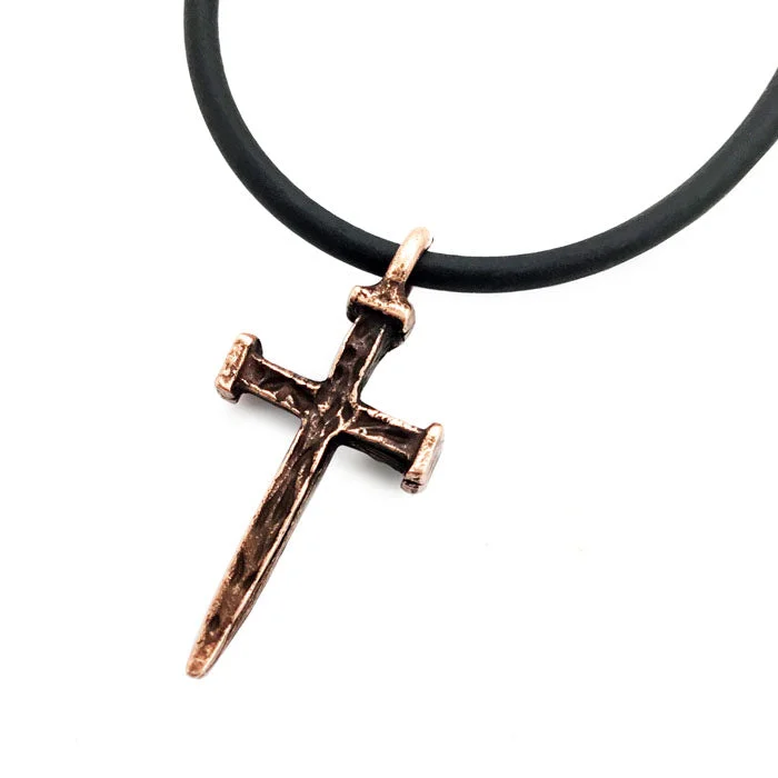 Fashionable Charm Necklaces-Copper Nail Cross Necklace