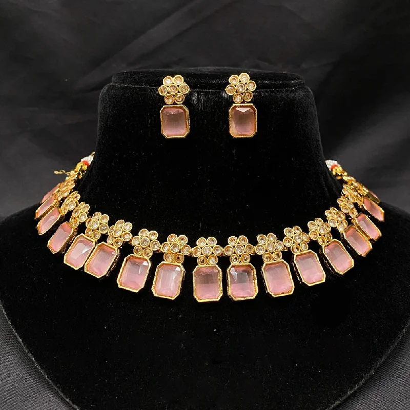 Bohemian Style Necklaces-Amoliya Jewels Gold Plated Crystal Stone Necklace Set