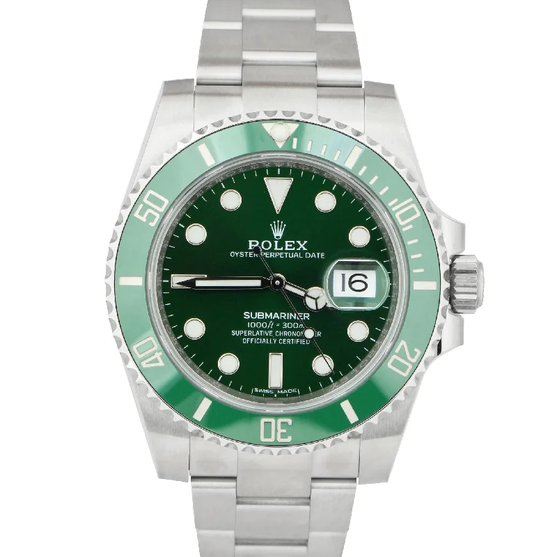 Smart Watches for iPhone Users-MINT Rolex Submariner Date 'Hulk' Green Stainless Steel Ceramic Watch 116610 LV