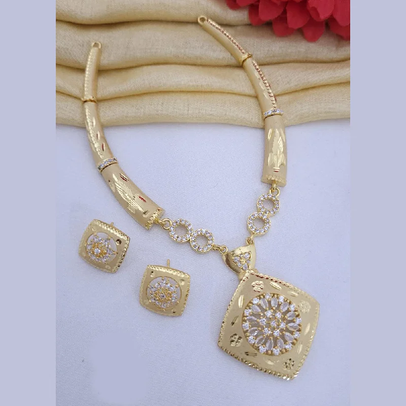 Gold Diamond Necklaces-FS Collection Gold Plated Austrian Stone Necklace Set