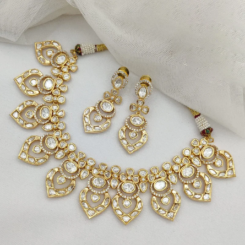 Simple Rose Gold Necklaces-Jewel Addiction Gold Plated Kundan Necklace Set