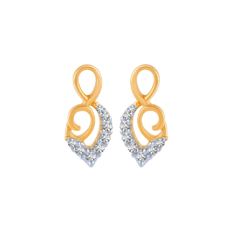 Black Crystal Earrings-18KT (750) Yellow Gold And Diamond Stud Earrings For Women