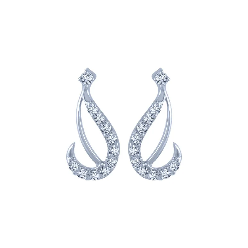 Simple Silver Earrings-18k (750) White Gold And Diamond Stud Earrings For Women