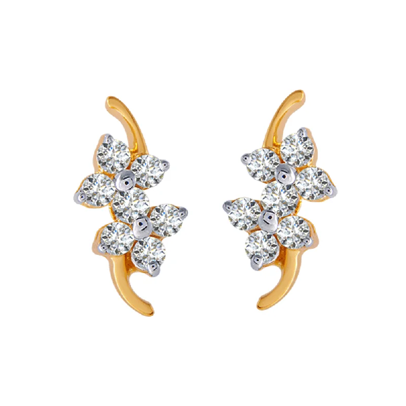 Silver Threader Earrings-18KT (750) Yellow Gold And Diamond Clip-on Earrings For Women