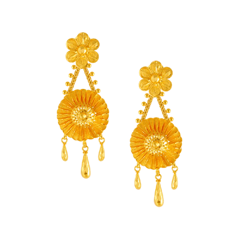 Vintage Beaded Earrings-22KT Yellow Gold Stud Earrings For Women