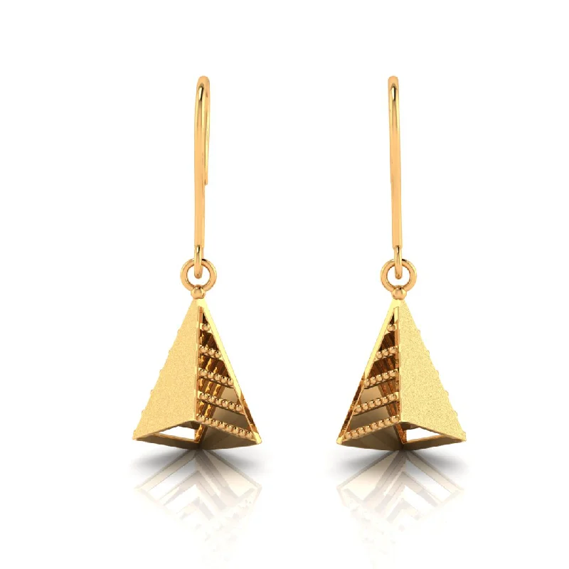 Fashionable Drop Earrings-14k Pretty Gold Earrings With Unique Conical Design