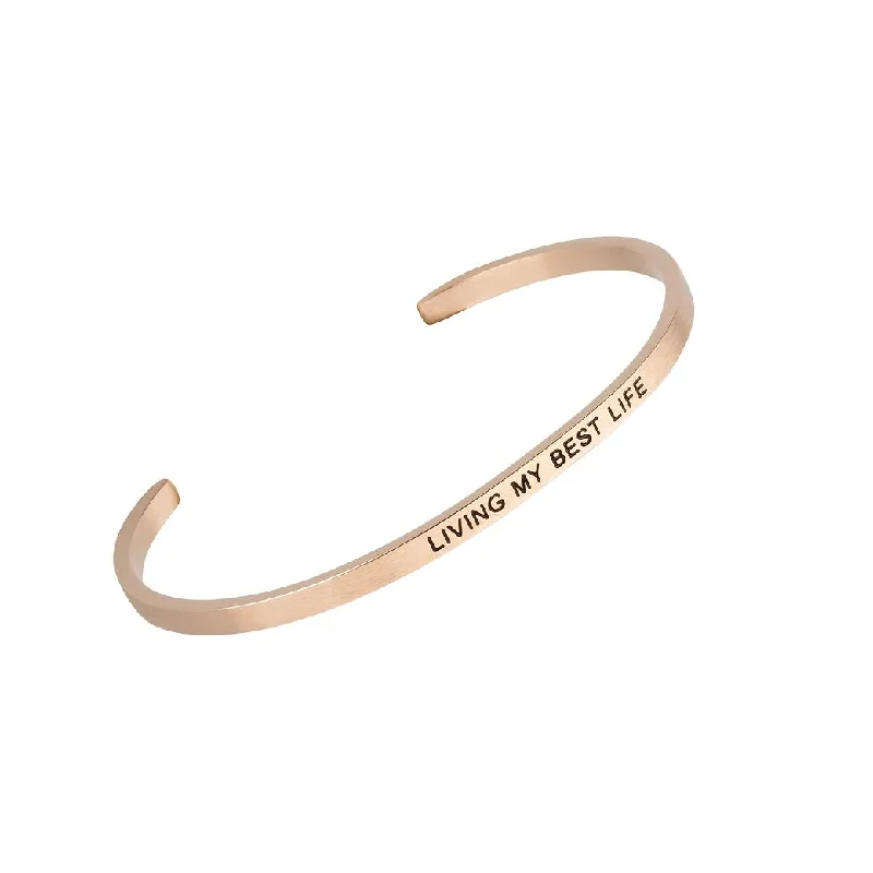 Personalized Couple Bracelets-Living My Best Life' Rose Gold Embracelet