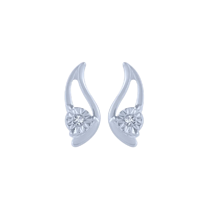 Wedding Earrings for Guests-18KT (750) White Gold And Diamond Stud Earrings For Women