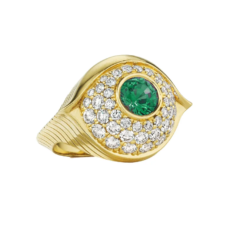 Customizable Rings for Gifts-EMERALD EVIL EYE RING